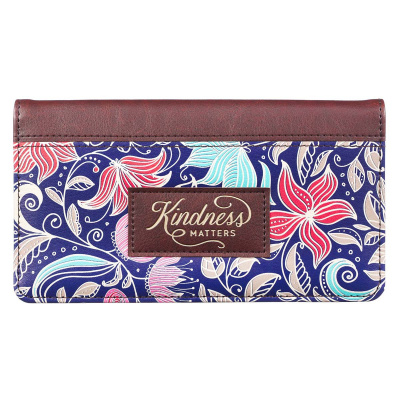 Kindness Matters Floral Faux Leather Checkbook Cover