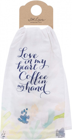 Inspirational Linen Tea Towel: Love In My Heart