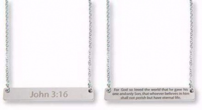 John 3:16 Necklace (Bar Style/Silver)