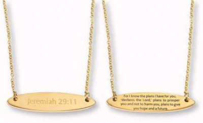 John 3:16 Necklace (Bar Style/Gold)
