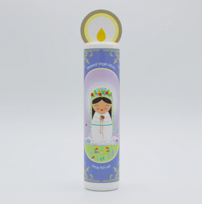 Blessed Virgin Mary (The Memorare) Wooden Prayer Candle