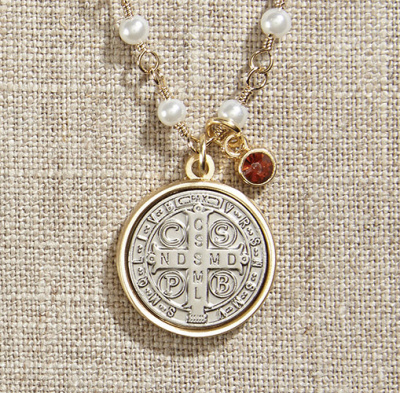 Vintage Blessings Necklace: St. Benedict