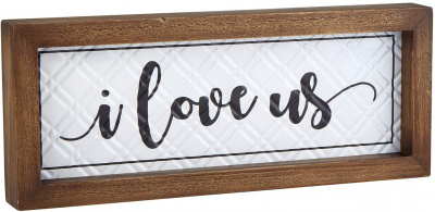 Framed Enameled Tin Wall Art: I Love Us