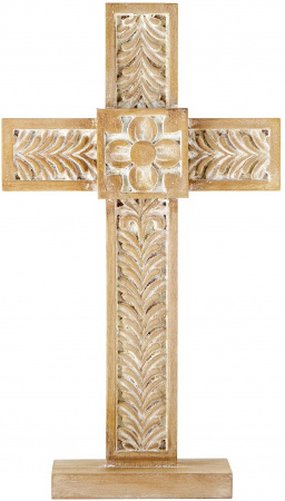 Whitewashed Wood Standing Cross