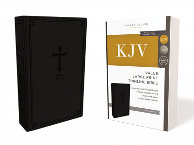KJV Thinline Bible (Large Print, Leathersoft, Black)