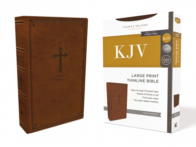 KJV Thinline Bible (Large Print, Leathersoft, Brown)