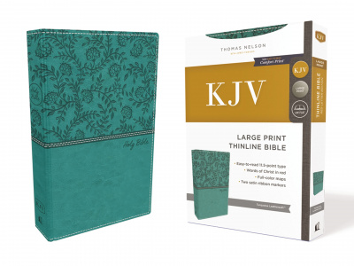 KJV Thinline Bible (Large Print, Leathersoft, Green)