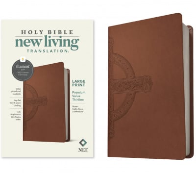 NLT Large Print Thinline Bible (Brown Celtic Cross)