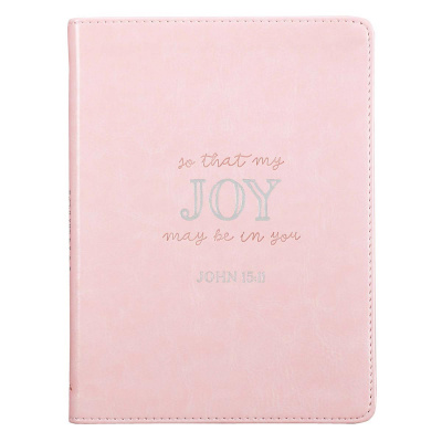 That My Joy May Be In You: Handy-sized Faux Leather Journal in Pink