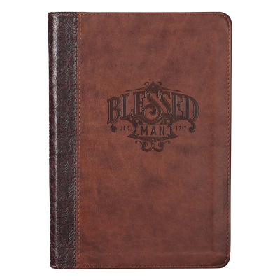 Blessed Man Brown Quarter-bound Faux Leather Classic Journal with Zipped Closure