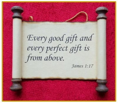 Scripture Scroll Ornament: James 1:17