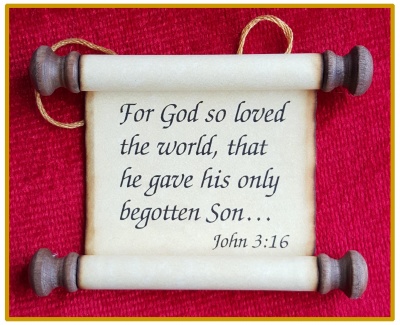 Scripture Scroll Ornament: John 3:16