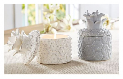 Gray Pineapple Ceramic Candle