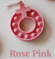 Decade Rosary Pop-It Keychain: Rose Pink