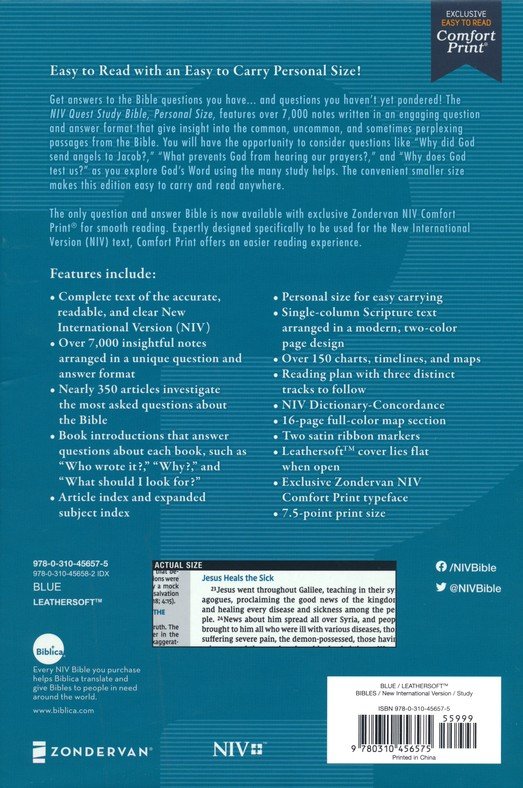 NIV Quest Personal Size Study Bible (Blue): The Only Q and A Study Bible - Image 2